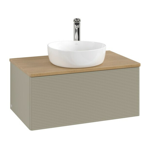 V&B Waschtischunterschrank mit Frontstruktur Antao 80x36x50cm, HL, WBP hon. Oa, st Gr m Lac