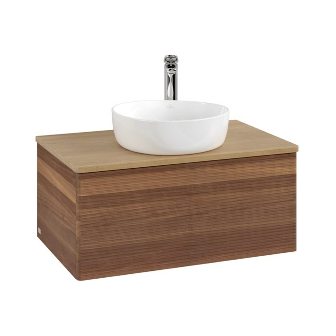 V&B Waschtischunterschrank mit Frontstruktur Antao 80x36x50cm, HL, WBP hon. Oa, w. wal