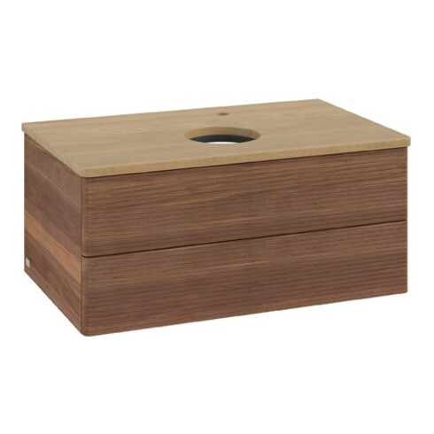 V&B Waschtischunterschrank mit Frontstruktur Antao 80x36x50cm, HL, WBP hon. Oa, w. wal