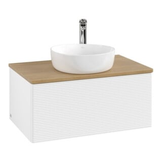 V&B Waschtischunterschrank mit Frontstruktur Antao 80x36x50cm, HL, WBP hon. Oa, wh. m Lac