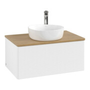 V&B Waschtischunterschrank mit Frontstruktur Antao 80x36x50cm, HL, WBP hon. Oa, wh. m Lac
