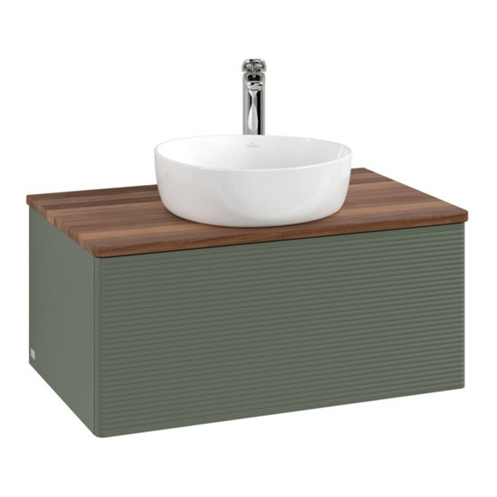 V&B Waschtischunterschrank mit Frontstruktur Antao 80x36x50cm, HL, WBP w wa, lea gre. m Lac