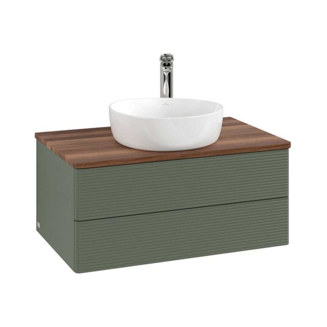 V&B Waschtischunterschrank mit Frontstruktur Antao 80x36x50cm, HL, WBP w wa, lea gre. m Lac