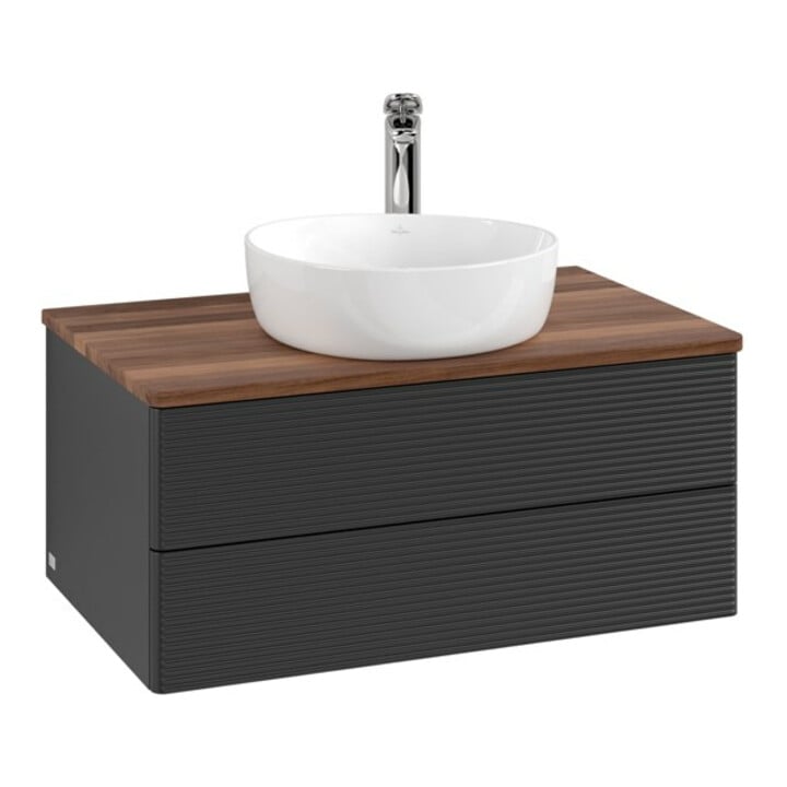 V&B Waschtischunterschrank mit Frontstruktur Antao 80x36x50cm, HL, WBP w. wal, bla m Lac