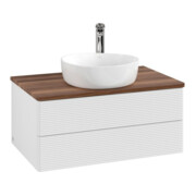 V&B Waschtischunterschrank mit Frontstruktur Antao 80x36x50cm, HL, WBP w. wal, glo wh. Lac