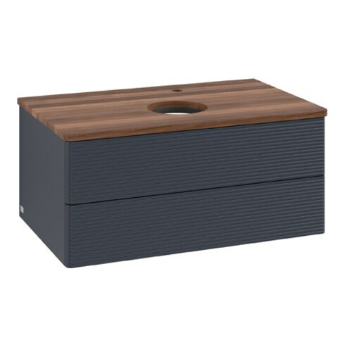 V&B Waschtischunterschrank mit Frontstruktur Antao 80x36x50cm, HL, WBP w. wal, md bl. m Lac