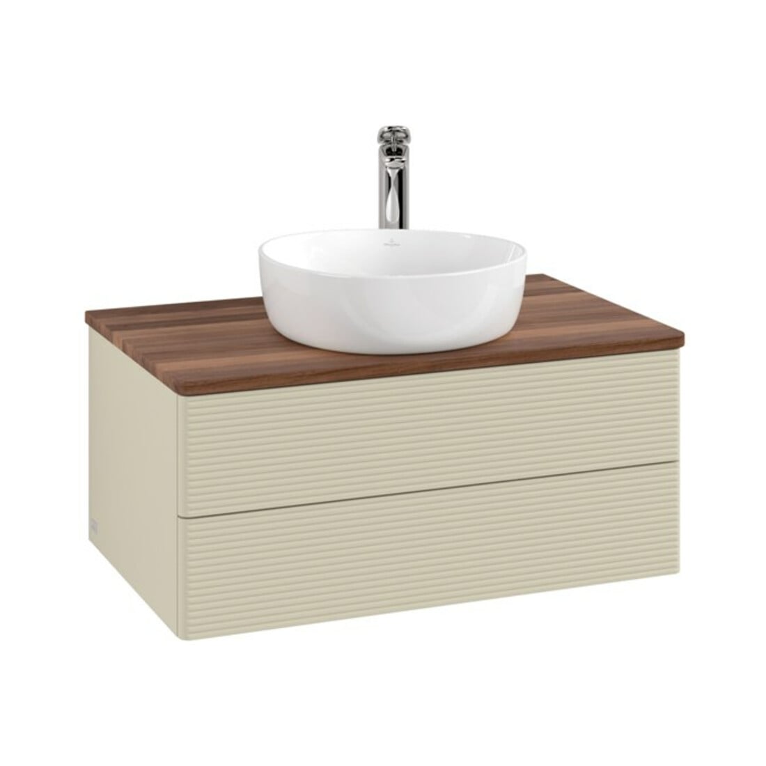 V&B Waschtischunterschrank mit Frontstruktur Antao 80x36x50cm, HL, WBP w. wal, si Gr m Lac