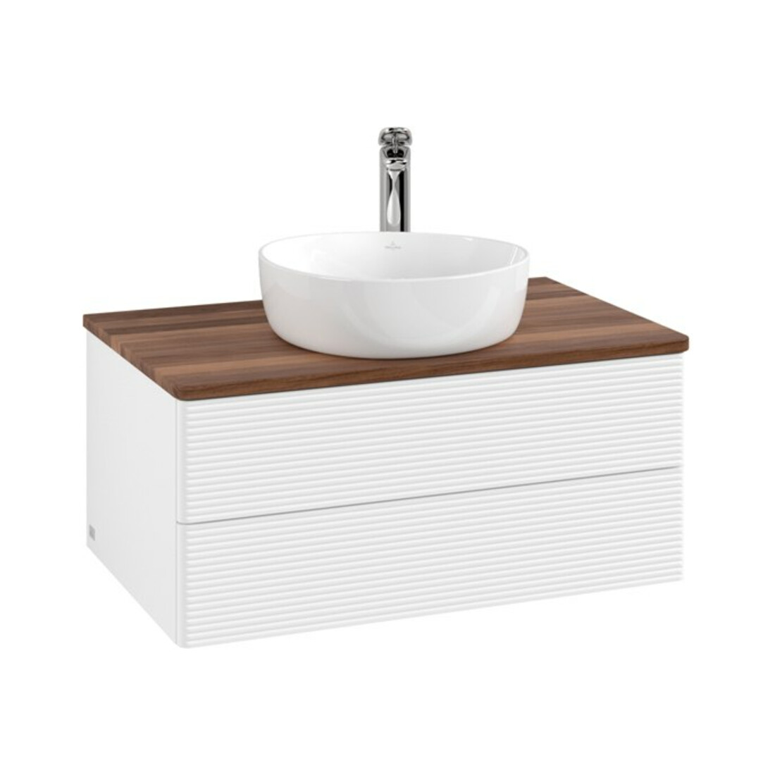 V&B Waschtischunterschrank mit Frontstruktur Antao 80x36x50cm, HL, WBP w. wal, wh. m Lac