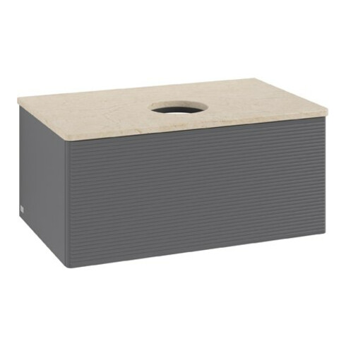 V&B Waschtischunterschrank mit Frontstruktur Antao 80x36x50cm, WBP botti., Anthrac. m Lac