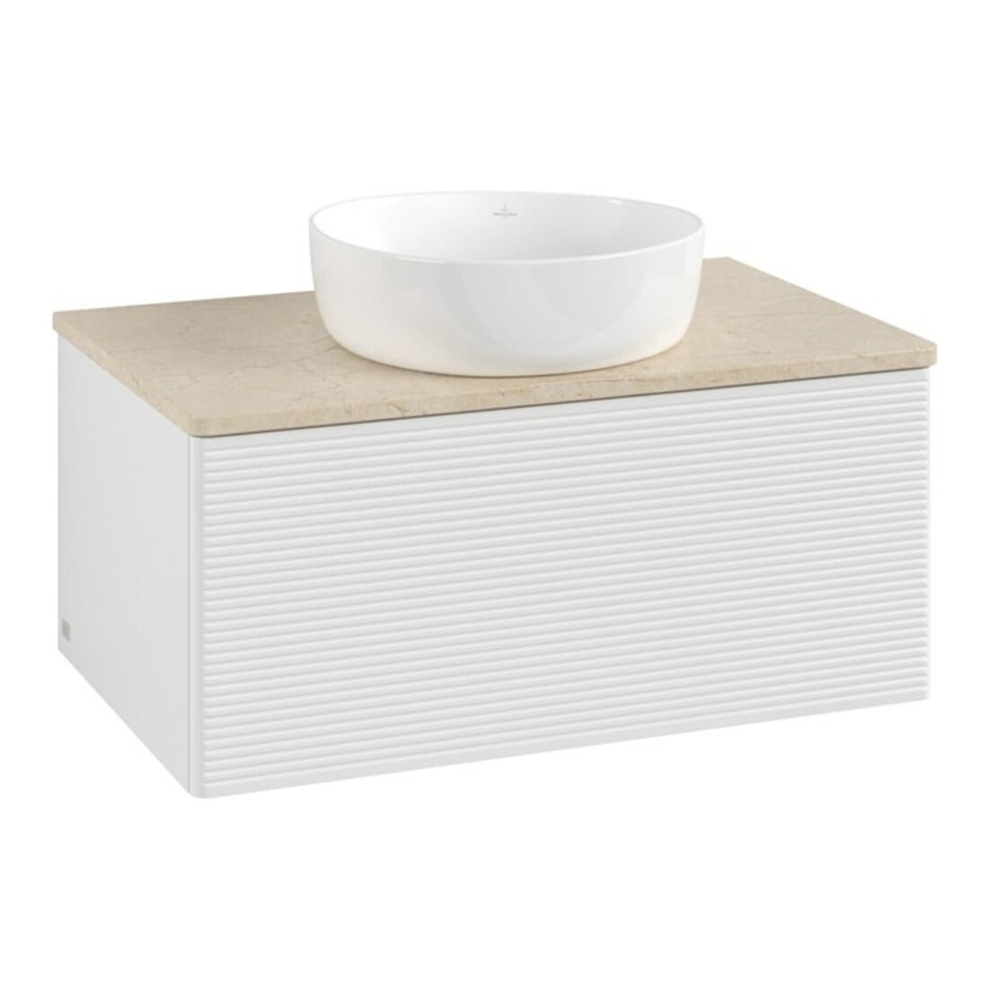 V&B Waschtischunterschrank mit Frontstruktur Antao 80x36x50cm, WBP botti., glo wh. Lac