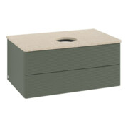 V&B Waschtischunterschrank mit Frontstruktur Antao 80x36x50cm, WBP botti., lea gre. m Lac