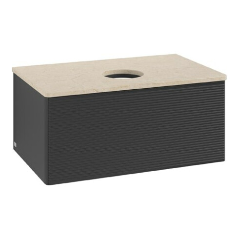 V&B Waschtischunterschrank mit Frontstruktur Antao 80x36x50cm, WBP-farbe botti., bla m Lac