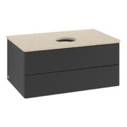 V&B Waschtischunterschrank mit Frontstruktur Antao 80x36x50cm, WBP-farbe botti., bla m Lac