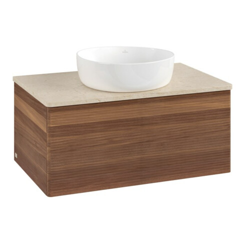 V&B Waschtischunterschrank mit Frontstruktur Antao 80x36x50cm, WBP-farbe botti., w. walnut