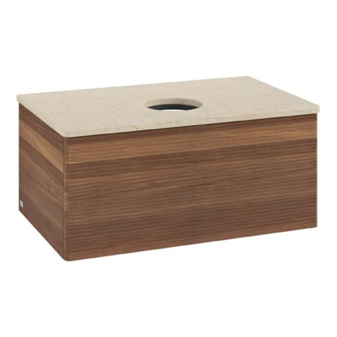 V&B Waschtischunterschrank mit Frontstruktur Antao 80x36x50cm, WBP-farbe botti., w. walnut