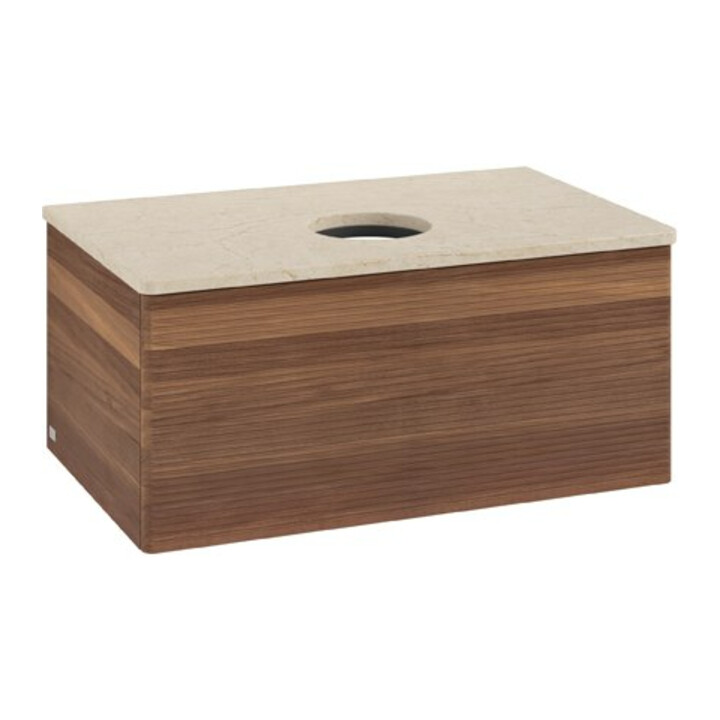 V&B Waschtischunterschrank mit Frontstruktur Antao 80x36x50cm, WBP-farbe botti., w. walnut