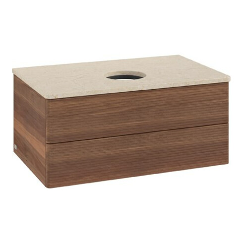 V&B Waschtischunterschrank mit Frontstruktur Antao 80x36x50cm, WBP-farbe botti., w. walnut