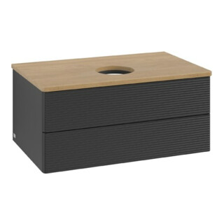 V&B Waschtischunterschrank mit Frontstruktur Antao 80x36x50cm, WBP-farbe hon. Oa, bla m Lac