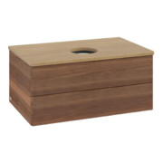 V&B Waschtischunterschrank mit Frontstruktur Antao 80x36x50cm, WBP-farbe hon. Oa, w. walnut