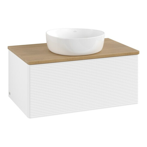 V&B Waschtischunterschrank mit Frontstruktur Antao 80x36x50cm, WBP-farbe hon. Oa, wh. m Lac