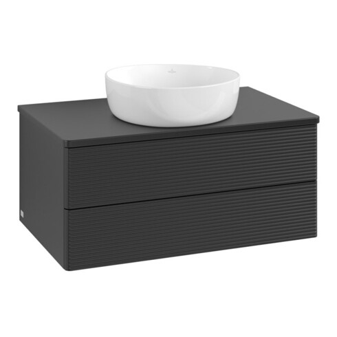 V&B Waschtischunterschrank mit Frontstruktur Antao 80x36x50cm, WBP-farbe Lac, bla m lacquer