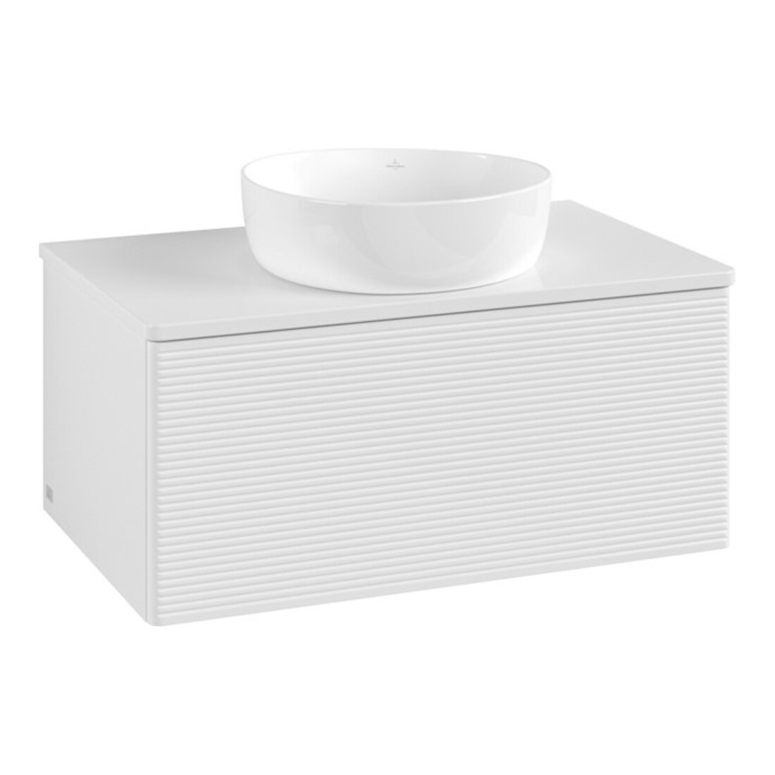 V&B Waschtischunterschrank mit Frontstruktur Antao 80x36x50cm, WBP-farbe Lac, glo wh. Lac