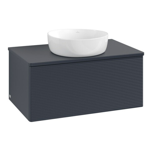 V&B Waschtischunterschrank mit Frontstruktur Antao 80x36x50cm, WBP-farbe Lac, md bl. m Lac