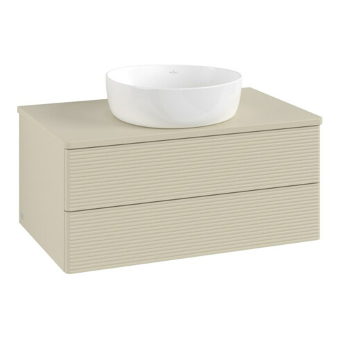 V&B Waschtischunterschrank mit Frontstruktur Antao 80x36x50cm, WBP-farbe Lac, si Gr m Lac