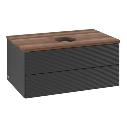 V&B Waschtischunterschrank mit Frontstruktur Antao 80x36x50cm, WBP-farbe w. wal, bla m Lac