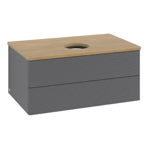 V&B Waschtischunterschrank mit Frontstruktur Antao 80x36x50cm, WBP hon. Oa, Anthrac. m Lac