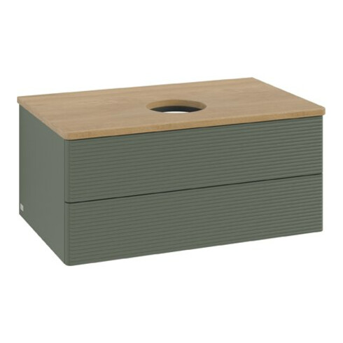 V&B Waschtischunterschrank mit Frontstruktur Antao 80x36x50cm, WBP hon. Oa, lea gre. m Lac