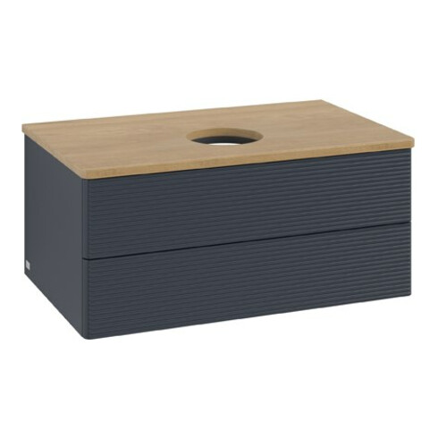 V&B Waschtischunterschrank mit Frontstruktur Antao 80x36x50cm, WBP hon. Oa, md bl. m Lac