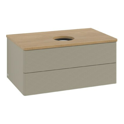 V&B Waschtischunterschrank mit Frontstruktur Antao 80x36x50cm, WBP hon. Oa, st. Gr m Lac