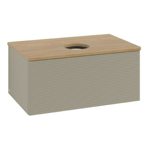 V&B Waschtischunterschrank mit Frontstruktur Antao 80x36x50cm, WBP hon. Oa, st. Gr m Lac