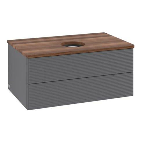 V&B Waschtischunterschrank mit Frontstruktur Antao 80x36x50cm, WBP w. wal, Anthrac. m Lac