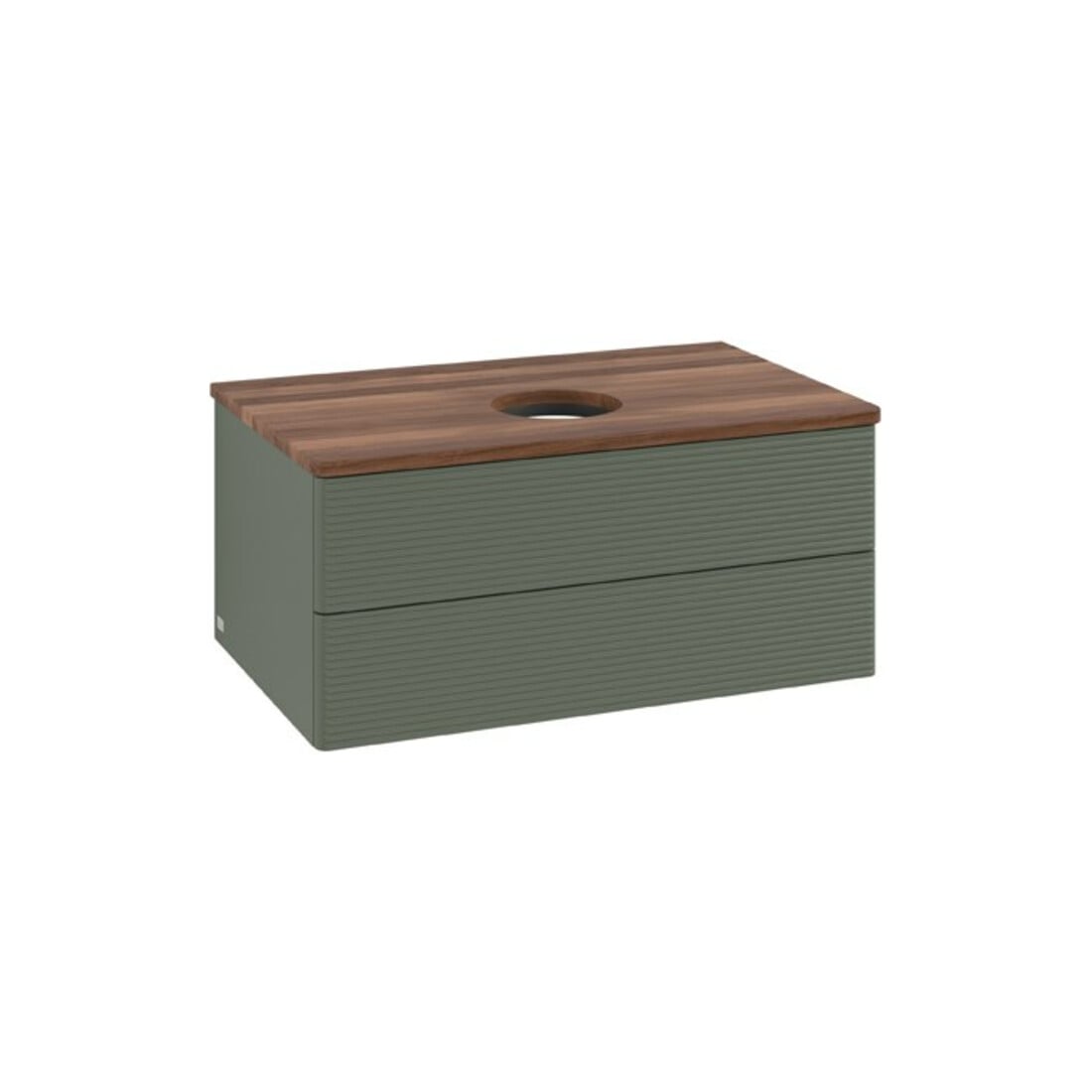V&B Waschtischunterschrank mit Frontstruktur Antao 80x36x50cm, WBP w. wal, lea gre. m Lac