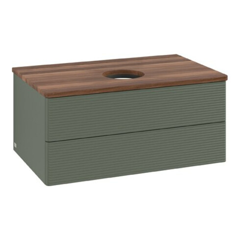 V&B Waschtischunterschrank mit Frontstruktur Antao 80x36x50cm, WBP w. wal, lea gre. m Lac