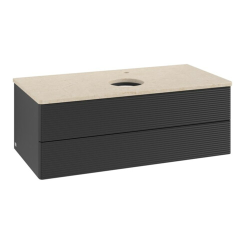 V&B Waschtischunterschrank mit Frontstruktur -Beleuchtung Antao 100x36x50cm, HL, WBP botti., bla m Lac