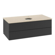 V&B Waschtischunterschrank mit Frontstruktur -Beleuchtung Antao 100x36x50cm, HL, WBP botti., bla m Lac