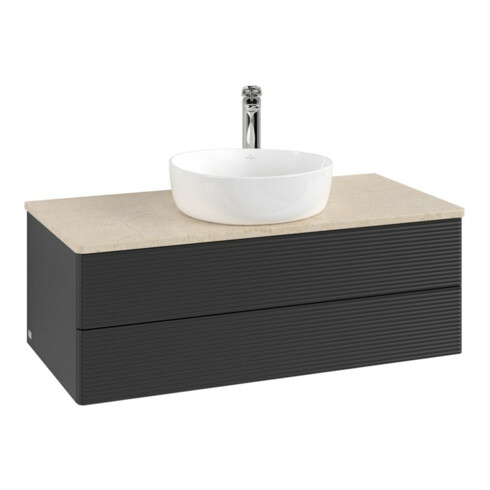 V&B Waschtischunterschrank mit Frontstruktur -Beleuchtung Antao 100x36x50cm, HL, WBP botti., bla m Lac