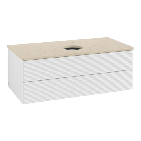 V&B Waschtischunterschrank mit Frontstruktur -Beleuchtung Antao 100x36x50cm, HL, WBP botti., glo wh. Lac