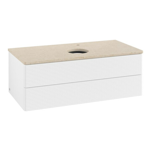 V&B Waschtischunterschrank mit Frontstruktur -Beleuchtung Antao 100x36x50cm, HL, WBP botti., wh. m Lac