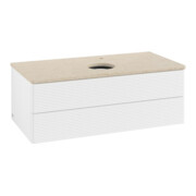 V&B Waschtischunterschrank mit Frontstruktur -Beleuchtung Antao 100x36x50cm, HL, WBP botti., wh. m Lac