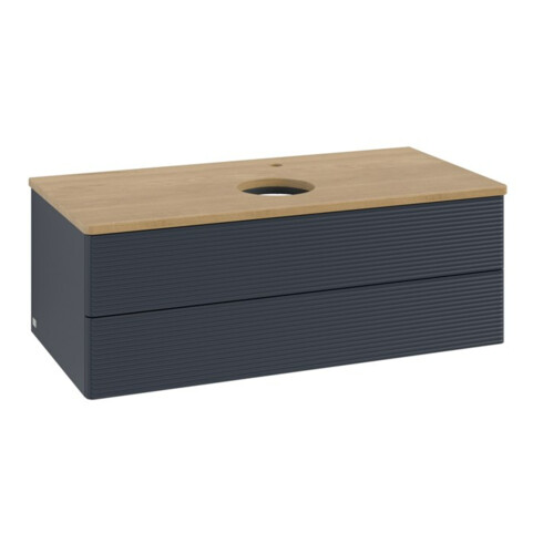 V&B Waschtischunterschrank mit Frontstruktur -Beleuchtung Antao 100x36x50cm, HL, WBP hon. Oa, md b m Lac