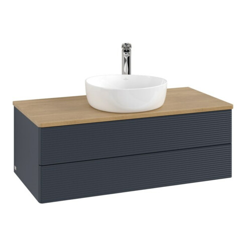 V&B Waschtischunterschrank mit Frontstruktur -Beleuchtung Antao 100x36x50cm, HL, WBP hon. Oa, md b m Lac