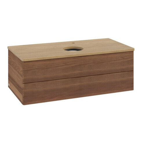 V&B Waschtischunterschrank mit Frontstruktur -Beleuchtung Antao 100x36x50cm, HL, WBP hon. Oa, w. wal
