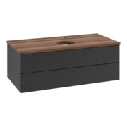 V&B Waschtischunterschrank mit Frontstruktur -Beleuchtung Antao 100x36x50cm, HL, WBP w. wal, bla m Lac