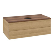 V&B Waschtischunterschrank mit Frontstruktur -Beleuchtung Antao 100x36x50cm, HL, WBP w. wal, hon. Oa
