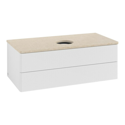 V&B Waschtischunterschrank mit Frontstruktur -Beleuchtung Antao 100x36x50cm, WBP botti., glo wh. Lac