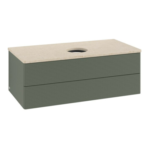 V&B Waschtischunterschrank mit Frontstruktur -Beleuchtung Antao 100x36x50cm, WBP botti., lea gre. m Lac